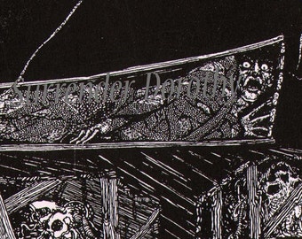 Edgar Allan Poe Tombe prématurée Harry Clarke Illustration d'horreur vintage des années 1930 à encadrer noir et blanc