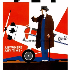 Curtiss Passenger Plane USA 1920s Aviation Poster Color Man-Cave Lithograph To Frame image 2