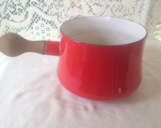Dansk Kobenstyle RED Butter Warmer Pot Mid Century Modern Enamel