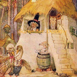 Old Mother Goose Anne Anderson 1927 Original Vintage Children&#39;s Lithograph Nursery Illustration