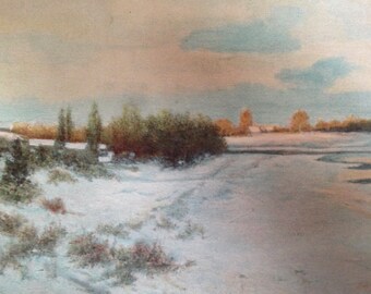 Winter Sunset At Cape Cod Stephen Parrish 1896 Antique Landscape Engraving To Frame Large Size Print