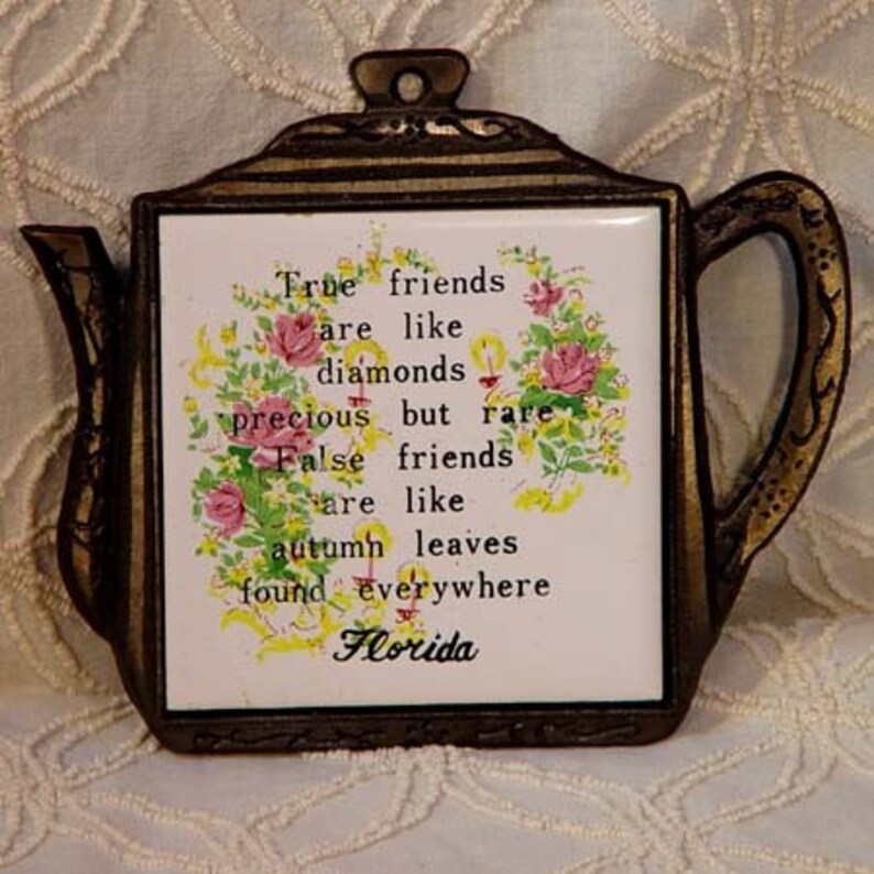 Friendship Trivet From Florida 1960s Mid Century Kitchen Ware Bild 1