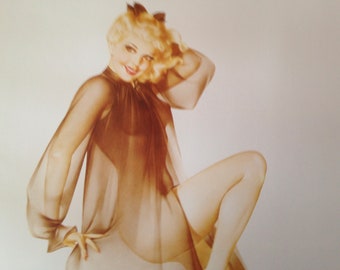 Varga Girl Miss September 1945 Blonde Bombshell Lingerie Pinup Girl Poster Print To Frame Mid Century Cheesecake Art 1940s