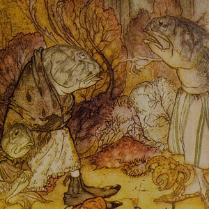 Vis vrouw Arthur Rackham Vintage kinderdagverblijf lithografie Art Print naar frame