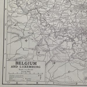 ベルギー地図 1910 ヴィンテージ エドワード朝 スチール彫刻 地図作成 額装