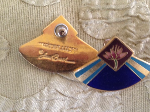 Laurel Burch Earrings LOTUS FLOWER Cobalt Teal Ma… - image 2