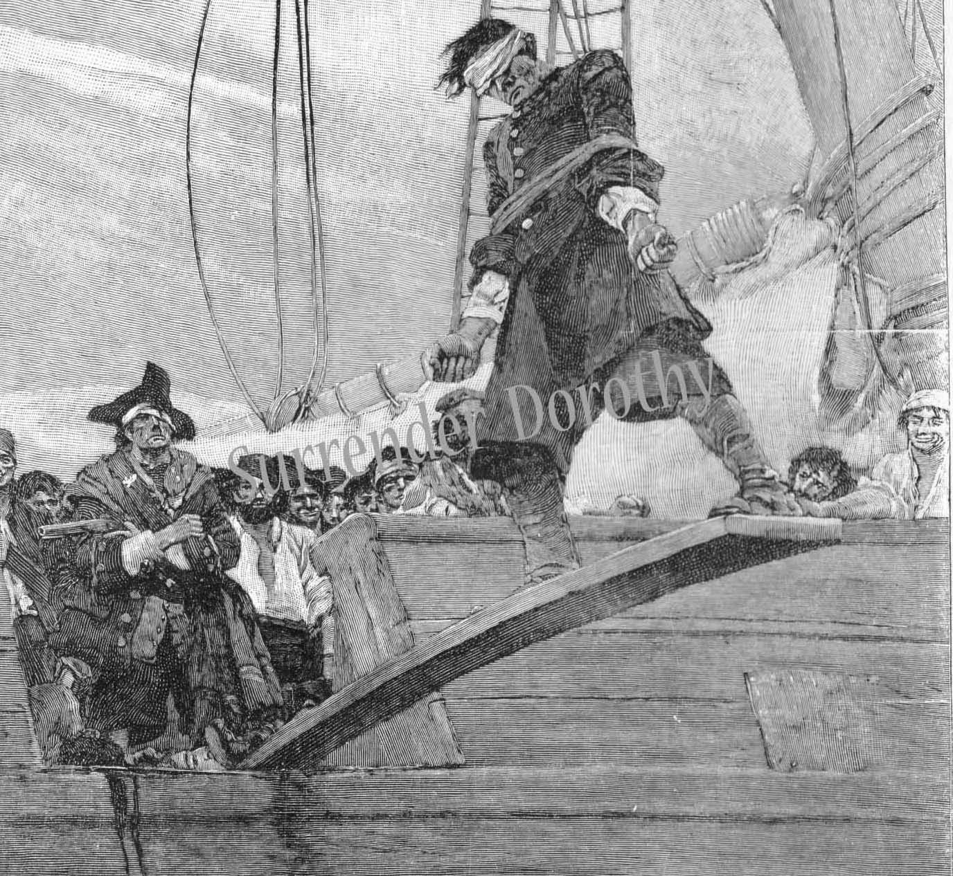 Walking the Plank Howard Pyle Vintage Pirate Lithograph to Frame