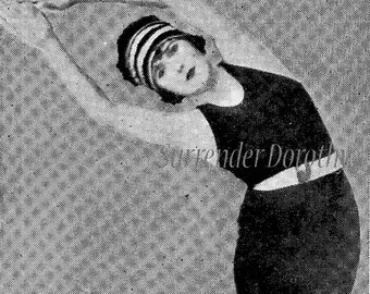 Bending Stretching Exercises For Flapper Women 1920s Roaring Twenties Fitness Chart Black & White