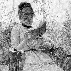 Student Of History Pretty Woman Original Victorian Engraving To Frame 1892 image 2