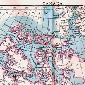 カナダ地図 アンティーク銅版画 北米地図 1892 ヴィンテージ ビクトリア朝地理