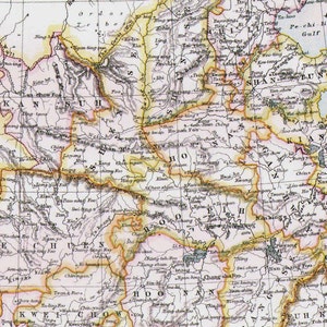 Karte China 1892 Victorian Antik Kupferstich Vintage Asien Kartographie Kartographie Rahmen