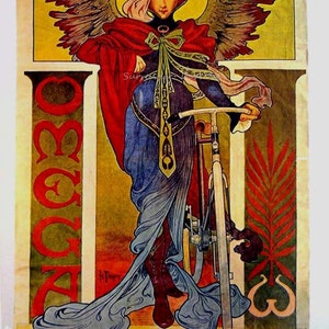 Omega Bicycles Alphonse Mucha 1894 Art Nouveau Lithograph Poster Transportation Ad To Frame image 2