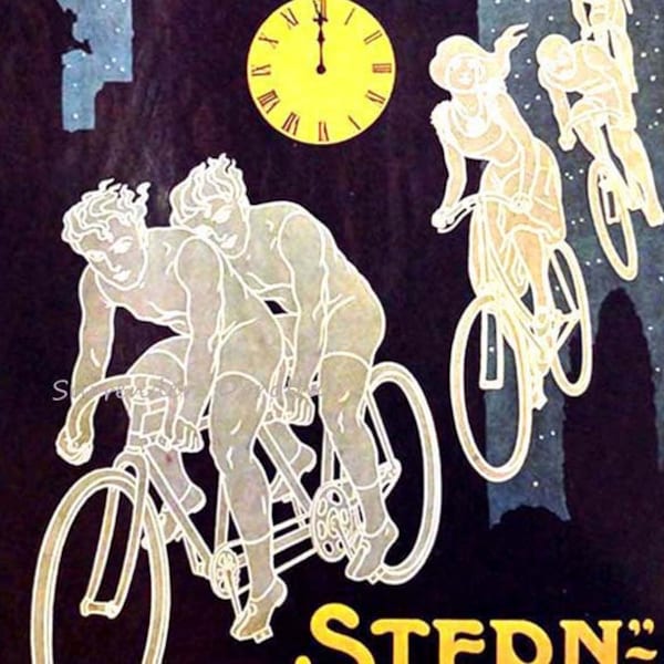 Stern Tandem Bicycle Ghost Riders 1913 Germany Vintage Art Nouveau Lithograph Poster Transportation Ad To Frame