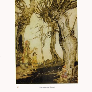 Elves Arthur Rackham Vintage Children's Nursery Lithograph Art Print To Frame Elf Adventure image 3