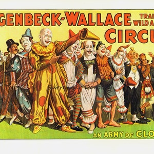 Clown Army Hagenbeck Wallace Circus Poster 1920s Full Color ...