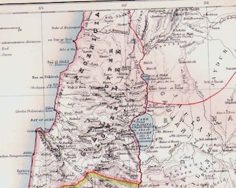 Palestine Holy Lands Antique Map Antique Aquatint Copper Engraving 1892 Middle East Vintage Cartography Victorian Geography Art To Frame