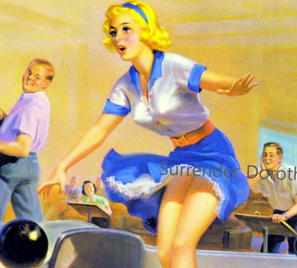 Blonde Bowler Loses Her Panties Vintage Pinup Girl Poster Print to