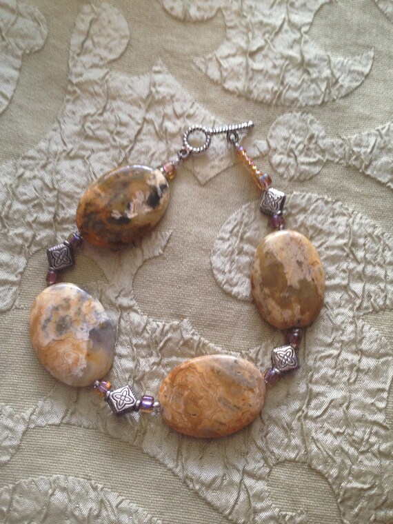 ファブレス オーバル レイモンド様 Lace Agate Bracelet Toggle Clasp