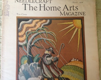 Needlecraft Home Arts Magazine March 1934 Georgiana Harrison Cover Vintage Original Great Ads