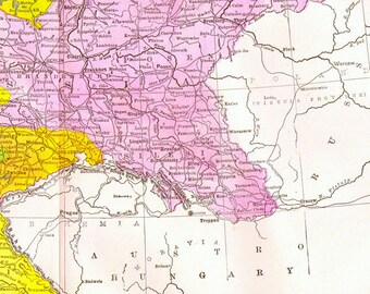 German Empire Map Vintage Copper Engraving European Cartography 1892 Victorian Geography Art To Frame