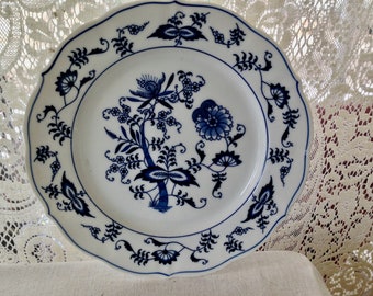 Blue Danube Luncheon Plate Blue Onion Nine Inch Deep Cobalt Blue White Country Kitchen Decor Japan