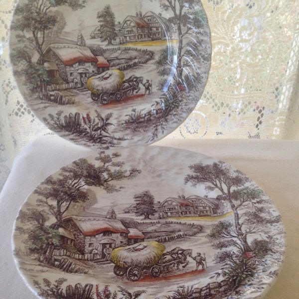 Yorkshire Staffordshire Dinner Plates 2 PIECE SET Sears & Roebuck 1960s