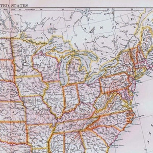 アメリカ地図 USA アンティーク銅版画 ヴィンテージ 北米地図 1892 ビクトリア朝地理アート 額装