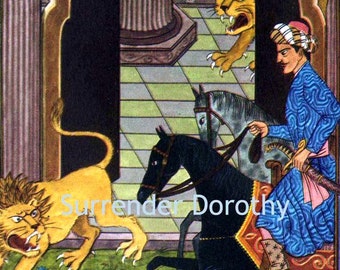 Lions Released  Earle Goodnow Arabian Nights 1943 Vintage Print For Children