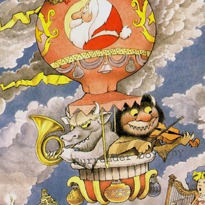 Wild Thing Hanukkah Christmas Pageant Maurice Sendak Vintage Hot Air Balloon Children's Nursery Poster To Frame image 1