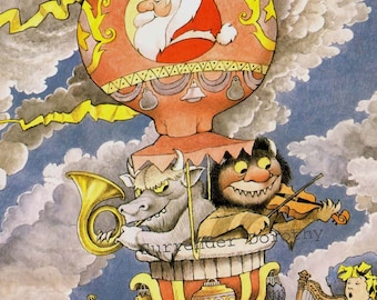 Wild Thing Hanukkah Christmas Pageant Maurice Sendak Vintage Hot Air Balloon Children's Nursery Poster To Frame