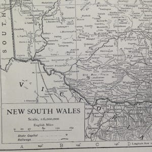ニューサウスウェールズ州 NSW オーストラリア地図 1910 ヴィンテージ エドワード朝 スチール彫刻 地図作成 額装