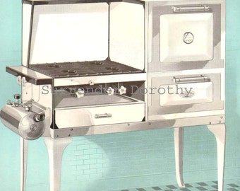 Modern Gas Range Stove For Flapper Moms 1927 Vintage Kitchen Advertisement Lithograph To Frame
