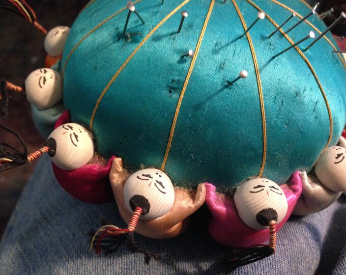 Silk Pincushion 12 Chinese Men Sewing Aide Silk China Pin Cushion