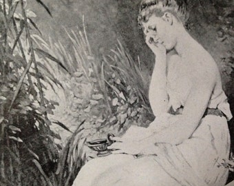 Psyche In Grief Robert Julius Beyschlag Photogravure Black and White Art Masters Print To Frame