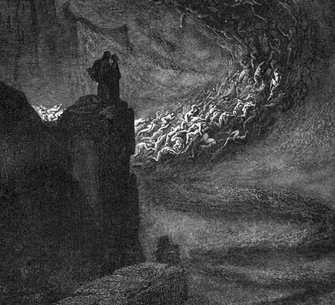 Lustful Souls Infernal Hurricane Inferno Canto 5 Engraving Gustave