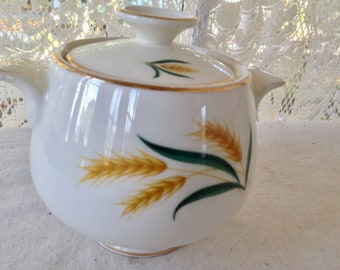 Sugar Bowl Vintage Viking International Alliance Wheatgrass Sugar Bowl  Gold Trim USA 1960s