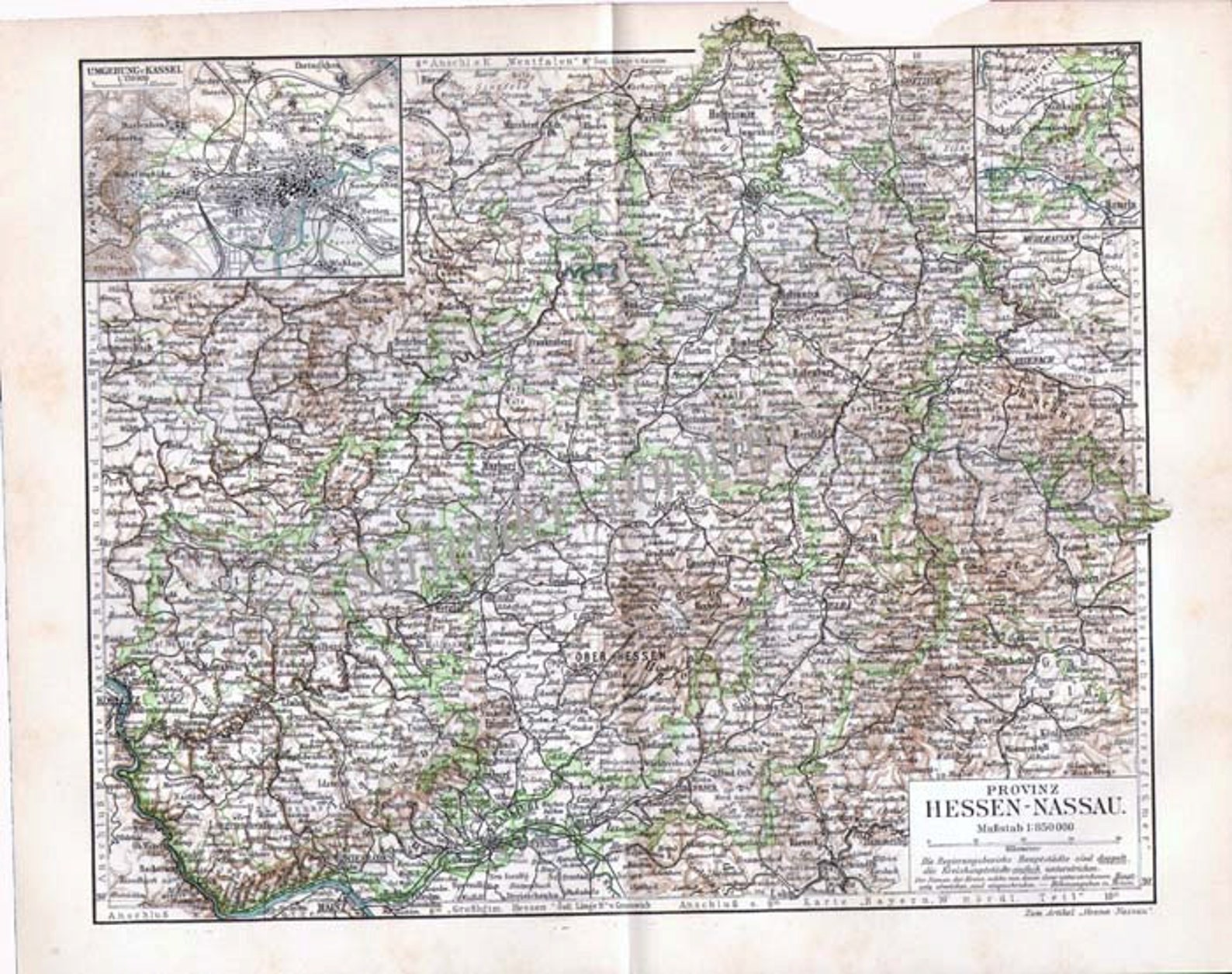 Hesse Nassau Germany Map 1906 Vintage Edwardian Steel Etsy
