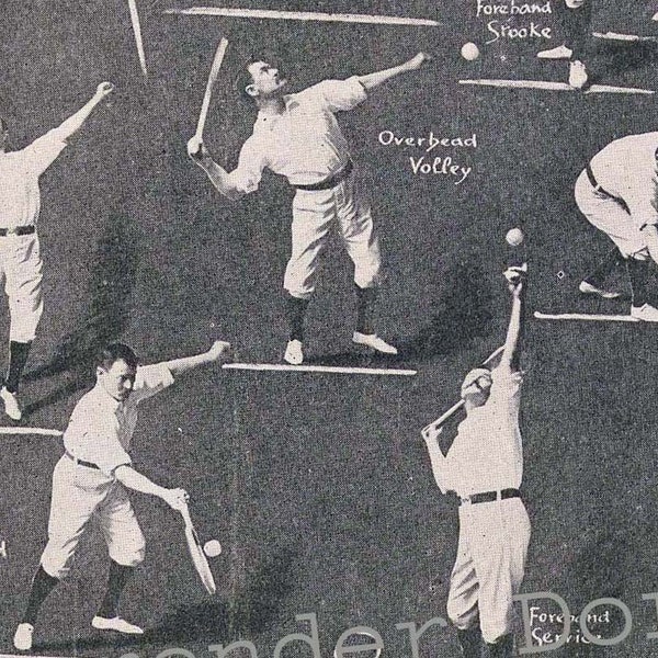 Tennis Guys Chart Rotogravure Men's Sports Illustration To Frame 1920s Black & White