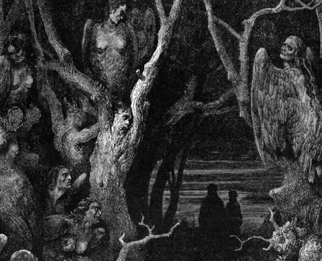 Harpies Forest of Suicides Inferno Canto 13 Hell Gothic Vintage