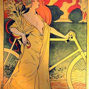 Clement Bicycle 1900 Art Nouveau Lithograph Poster Transportation Ad To Frame image 2