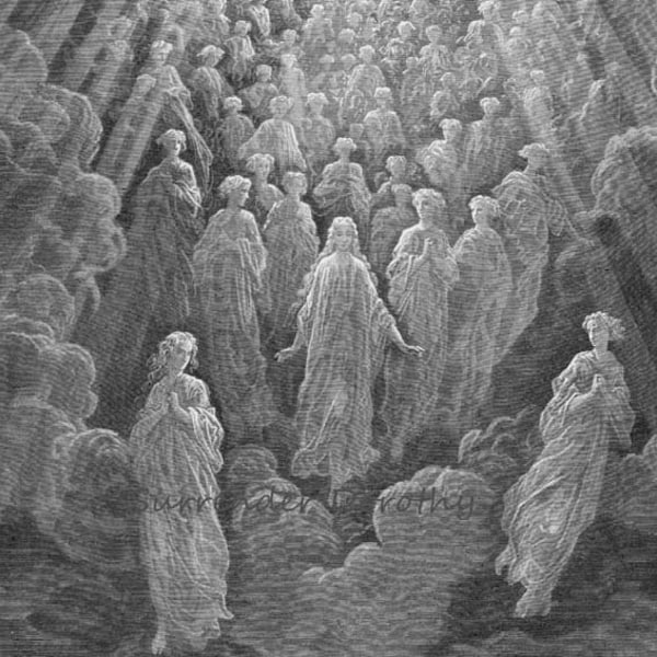 Myriad Glowing Souls Second Realm Heaven Gustave Dore Dante Paradiso, Canto 5 Vintage Engraving To Frame Black & White 1949