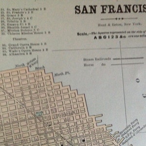 サンフランシスコ カリフォルニア マップ 1890 ヴィンテージ ビクトリア朝 アンティーク 銅版画 米国都市地図 額装