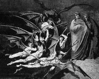 The Demons Threaten Virgil Inferno Canto 21 Hell Gothic Vintage