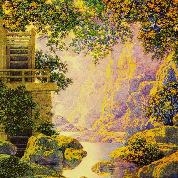 Impressão de pôster Art Nouveau Old Glen Mill Maxfield Parrish para emoldurar