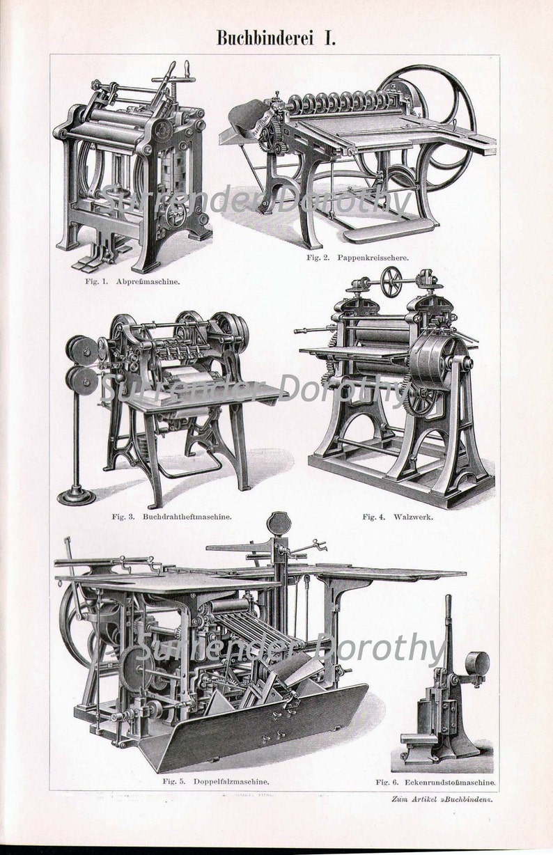 Book Binding Machines Vintage Edwardian Engraving 1907 From Etsy