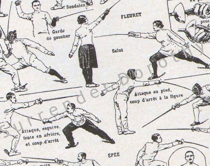 Fencing Moves French Dictionary Paris France Athletic Sports Etsy