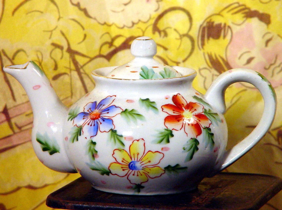 Hibiscus Flower Teapot Two Cups Japan 1940s WWII Era Vintage Etsy