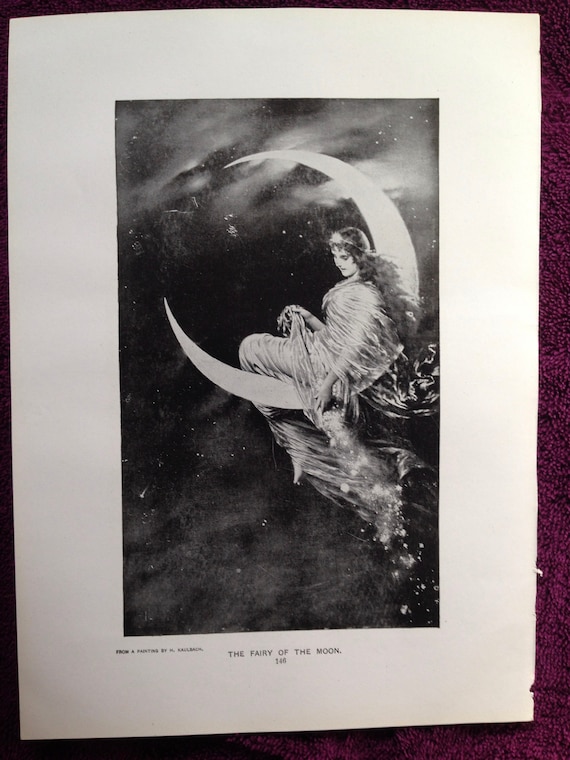 Fairy of the Moon by Wilhelm Von Kaulbach Photogravure Black and