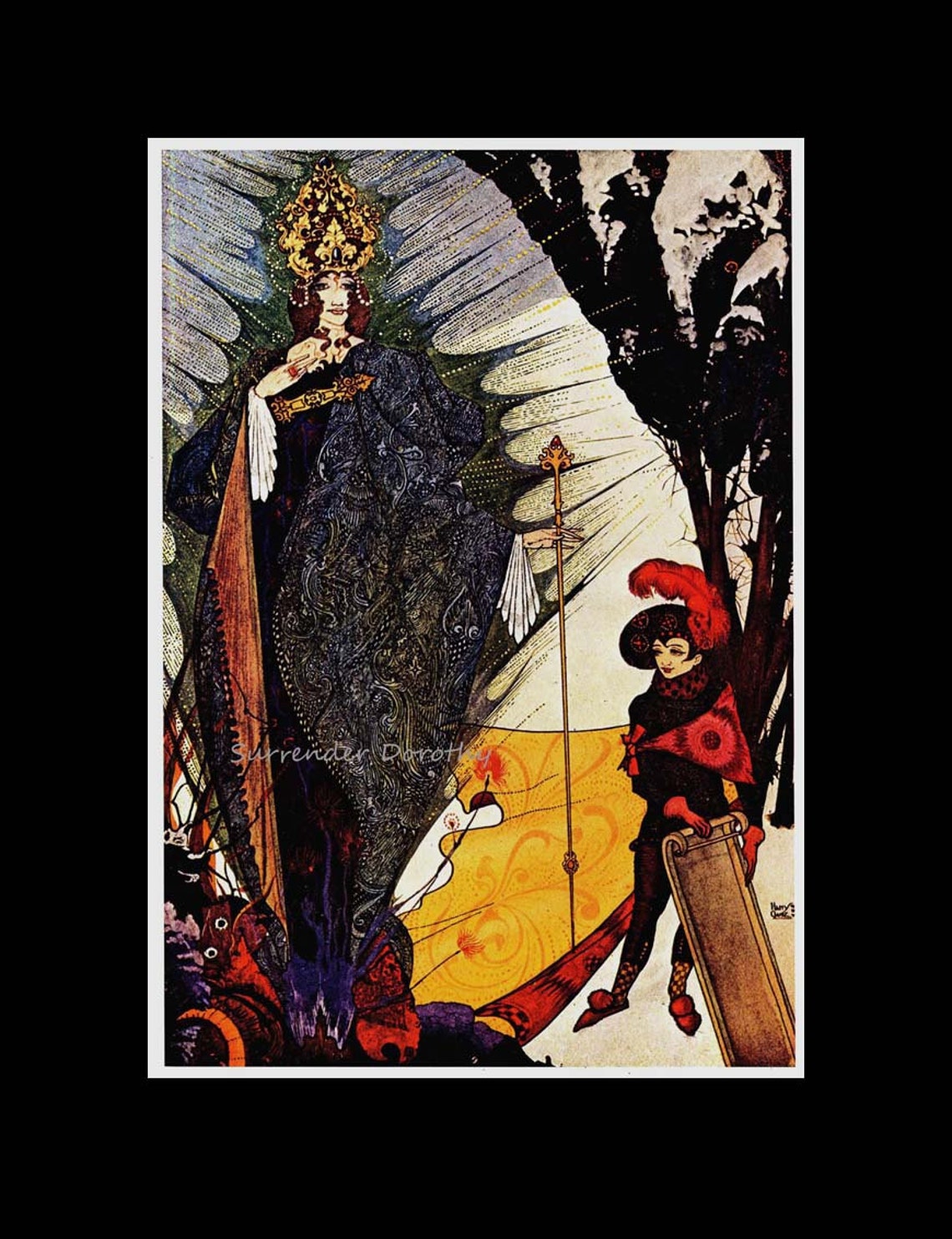 Kay & Snow Queen Edmund Dulac Hans Christian Anderson Children's Print ...