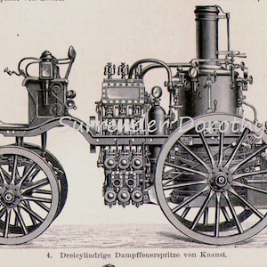Fire Engines Steam Pump Trucks Engineering Chart Edwardian | Etsy